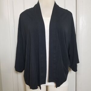 NOTTIBIANCHE black Open Front Short sleeve Pj Duster Cover Up Robe L